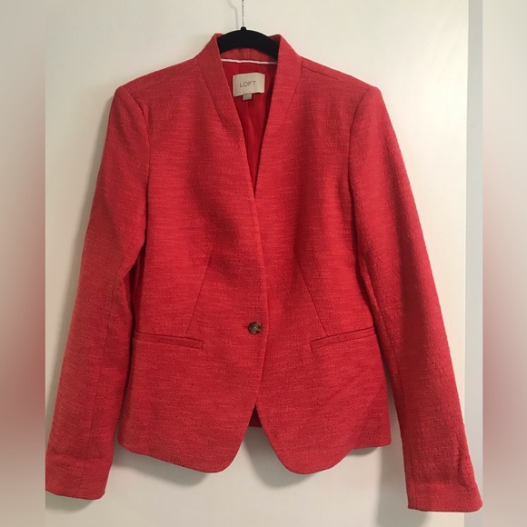Ann Taylor Loft Red Blazer Size 4 Tall - Picture 1 of 6